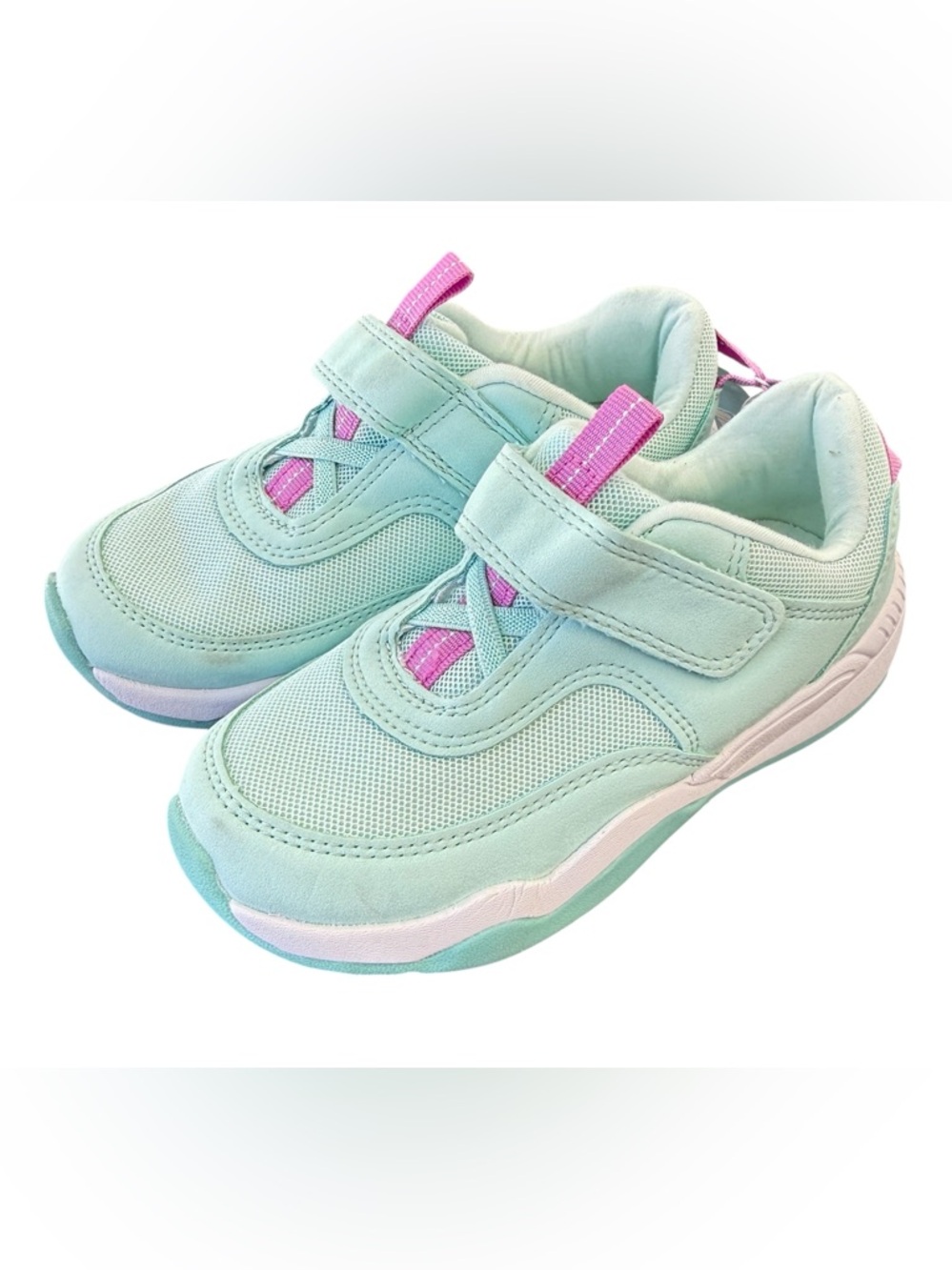 New Sneakers Cat & Jack Bowie Mint Green Pink Trim Little Kids Size 12
